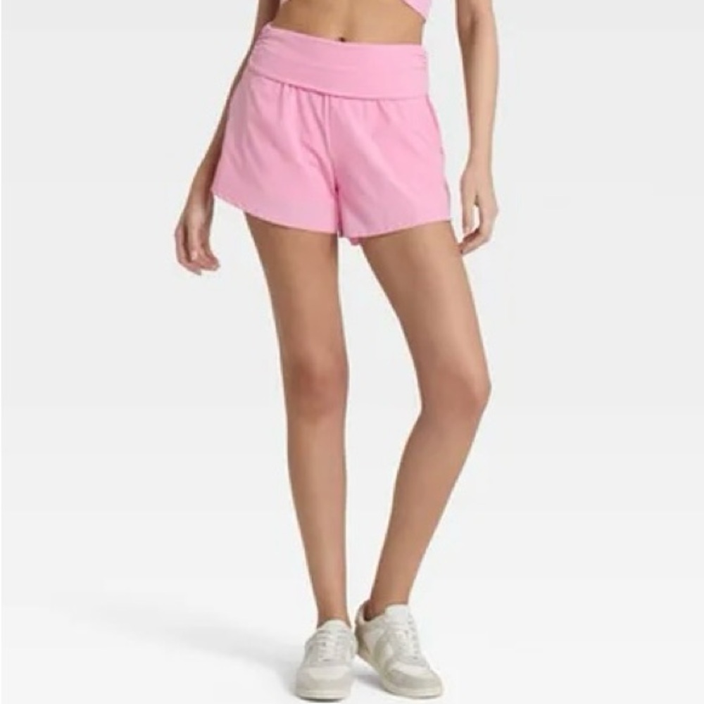 JoyLab Woman’s Mid Rise 3” Foldover Pink Active Shorts